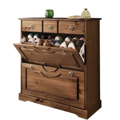 Wohnen Landhaus Schuhkommode in Dunkelbraun - Yemisa