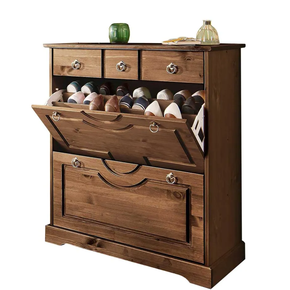 Wohnen Landhaus Schuhkommode in Dunkelbraun - Yemisa