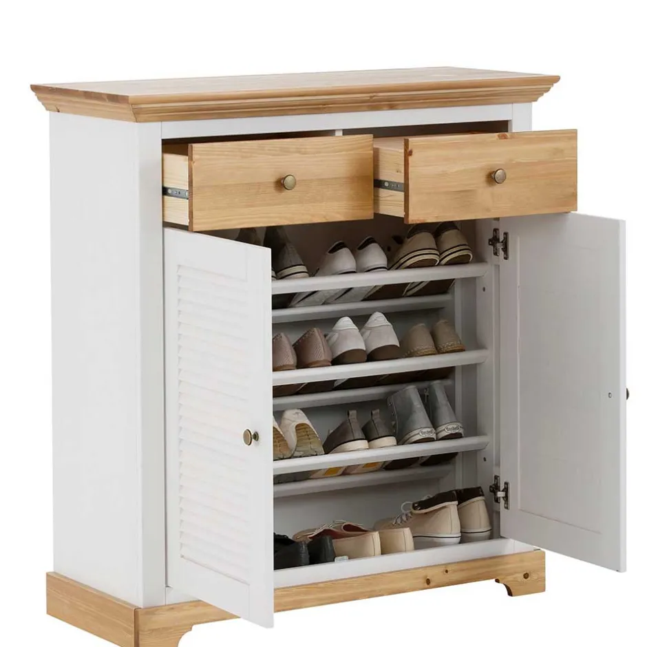 Landhaus Schuhschrank mit Lamellentüren - Axdonira^Wohnen Sale