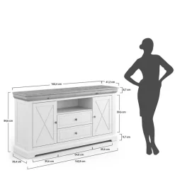 Wohnen Landhaus Sideboard aus Kiefer zweifarbig - Zalya