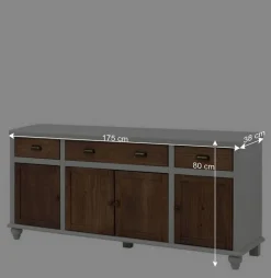 Landhaus Sideboard in Holz Braun - Veproma^Wohnen Discount