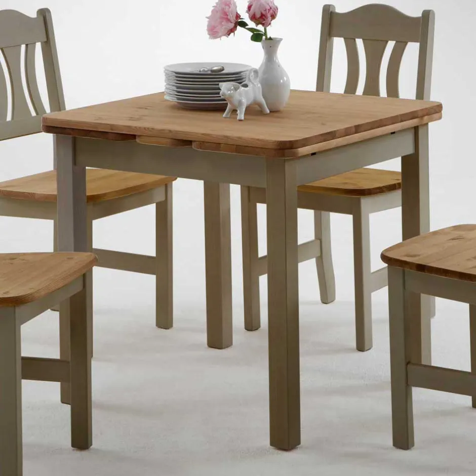 Wohnen Landhaus Sitzgruppe Seramya in Grau Kiefer (fünfteilig)