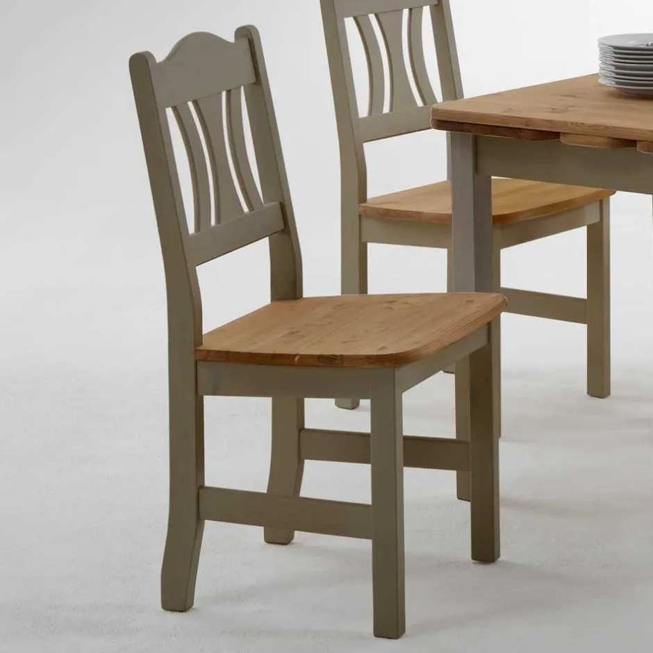 Wohnen Landhaus Sitzgruppe Seramya in Grau Kiefer (fünfteilig)