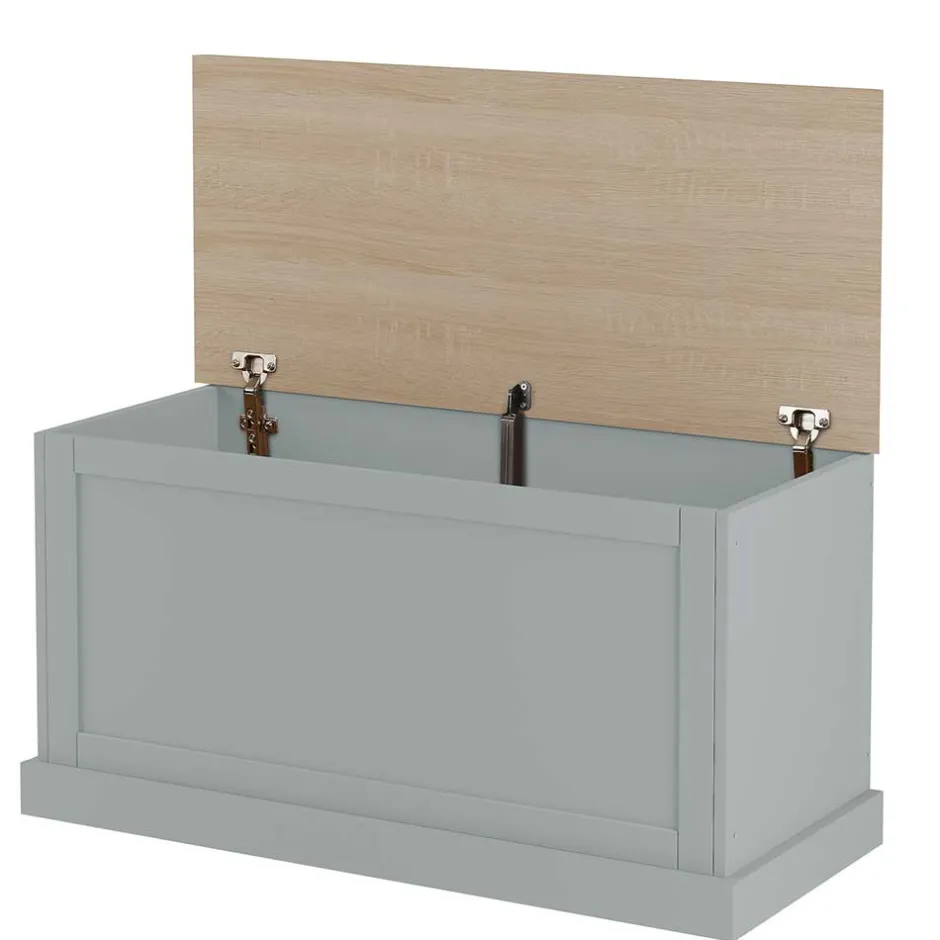 Wohnen Landhaus Truhe in Grau mit Eiche - Rino