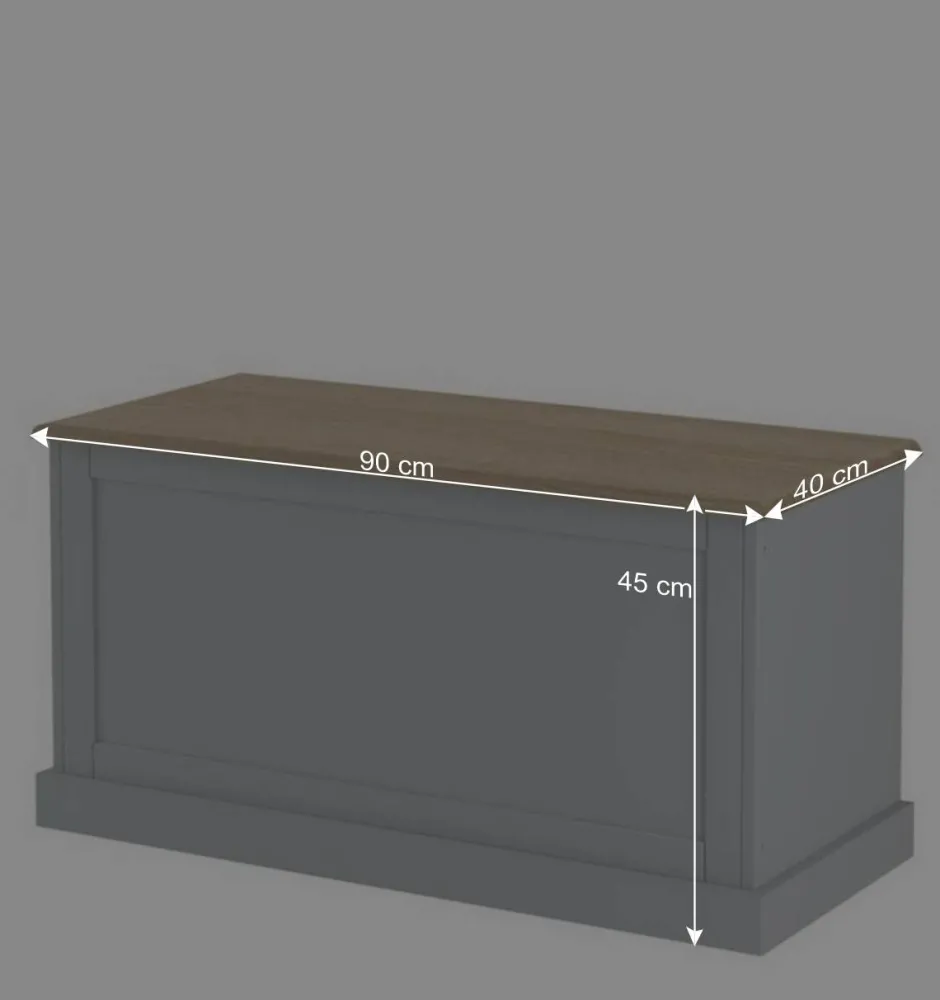 Wohnen Landhaus Truhe in Grau mit Eiche - Rino