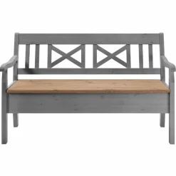 Wohnen Landhaus Truhenbank Jytte aus Kiefer Grau Braun