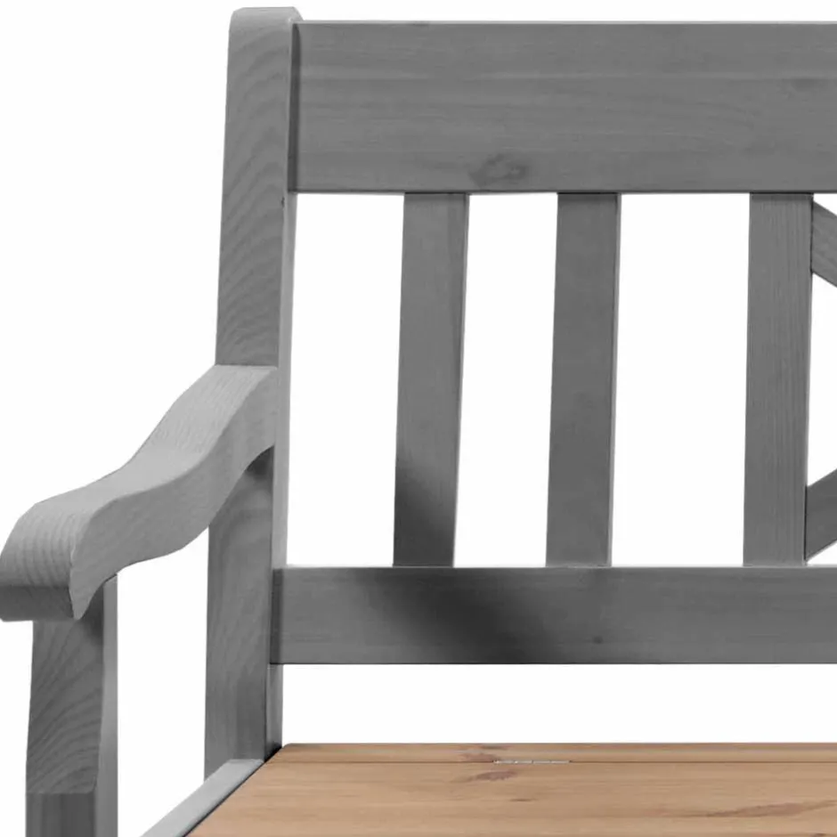 Wohnen Landhaus Truhenbank Jytte aus Kiefer Grau Braun