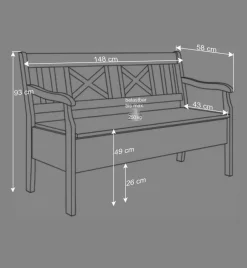 Wohnen Landhaus Truhenbank Jytte aus Kiefer Grau Braun