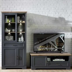 Landhaus TV Board & Vitrine Set - Thumbs (zweiteilig)^Wohnen