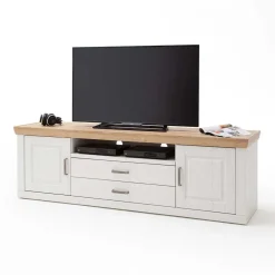 Wohnen Landhaus TV Element in Weiß & Eichefarben - Samula