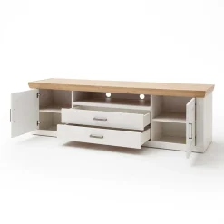 Wohnen Landhaus TV Element in Weiß & Eichefarben - Samula