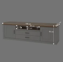 Wohnen Landhaus TV Element in Weiß & Eichefarben - Samula