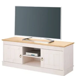 Wohnen Landhaus TV-Board in Weiß und Kiefer Honig - Zentra