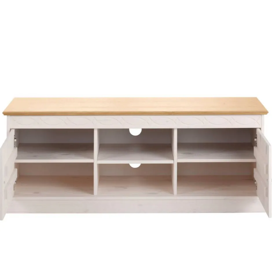 Wohnen Landhaus TV-Board in Weiß und Kiefer Honig - Zentra