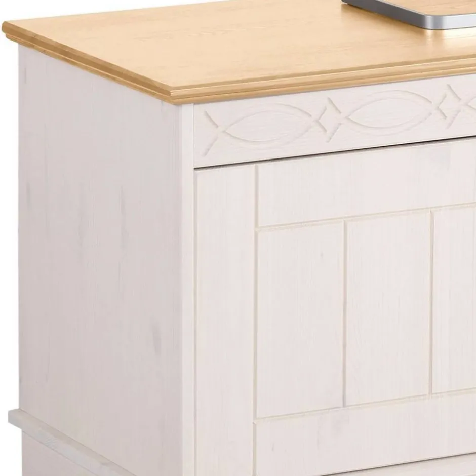 Wohnen Landhaus TV-Board in Weiß und Kiefer Honig - Zentra