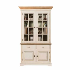 Wohnen Landhaus Vitrine in Creme Weiß - Helsing