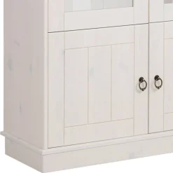 Landhaus Vitrine in Weiß und Kiefer Honig - Zentra^Wohnen Hot