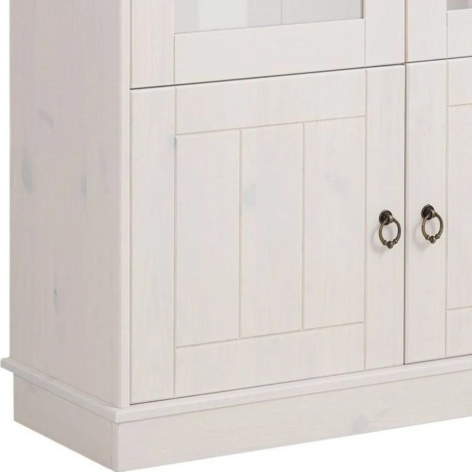 Landhaus Vitrine in Weiß und Kiefer Honig - Zentra^Wohnen Hot