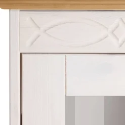 Landhaus Vitrine in Weiß und Kiefer Honig - Zentra^Wohnen Hot