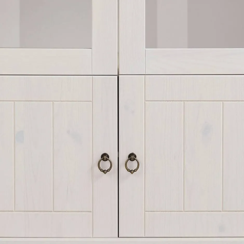 Landhaus Vitrine in Weiß und Kiefer Honig - Zentra^Wohnen Hot