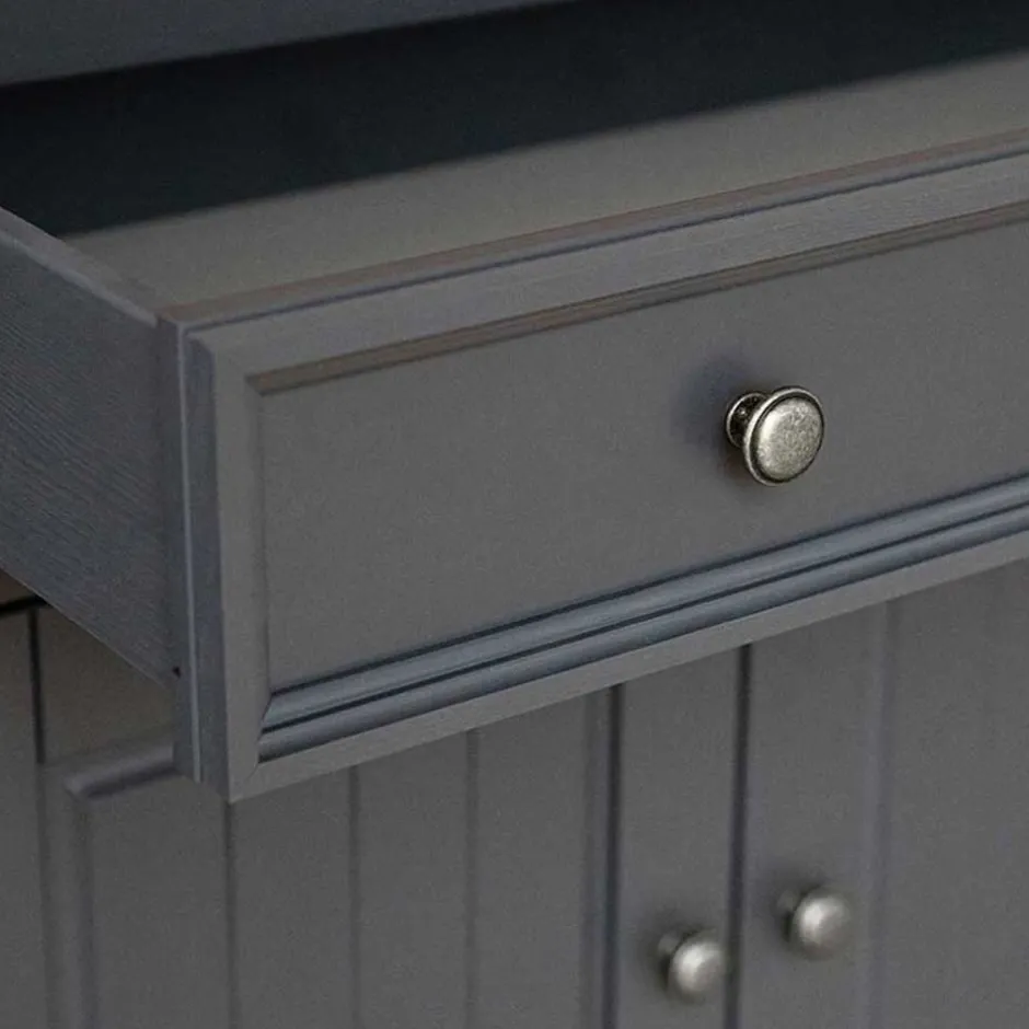 Wohnen Landhaus Vitrinenschrank in Grau und Eiche - Witenga