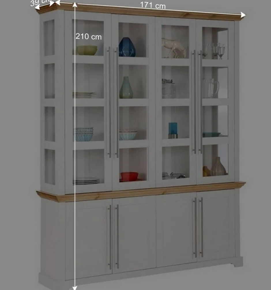 Wohnen Landhaus Vitrinenschrank mit acht Türen - Eyzaco