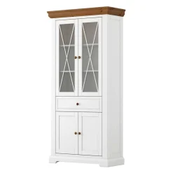 Landhaus Vitrinenschrank aus Kiefer zweifarbig - Zalya^Wohnen Best