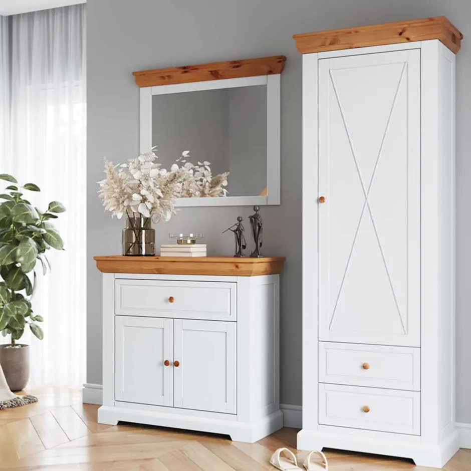 Landhaus Wandspiegel mit Kiefernholz Rahmen - Saluts^Wohnen Best