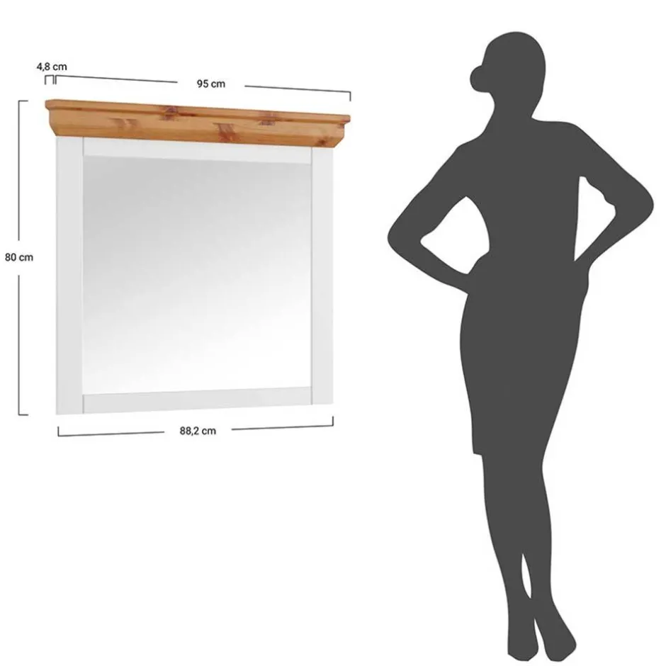 Landhaus Wandspiegel mit Kiefernholz Rahmen - Saluts^Wohnen Best