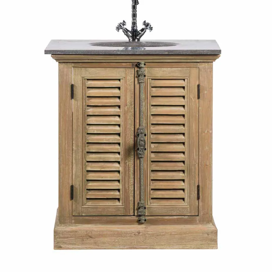 Wohnen Landhaus Waschtisch mit Becken & Steinplatte Harrosands & Kiefer Antik teilmassiv