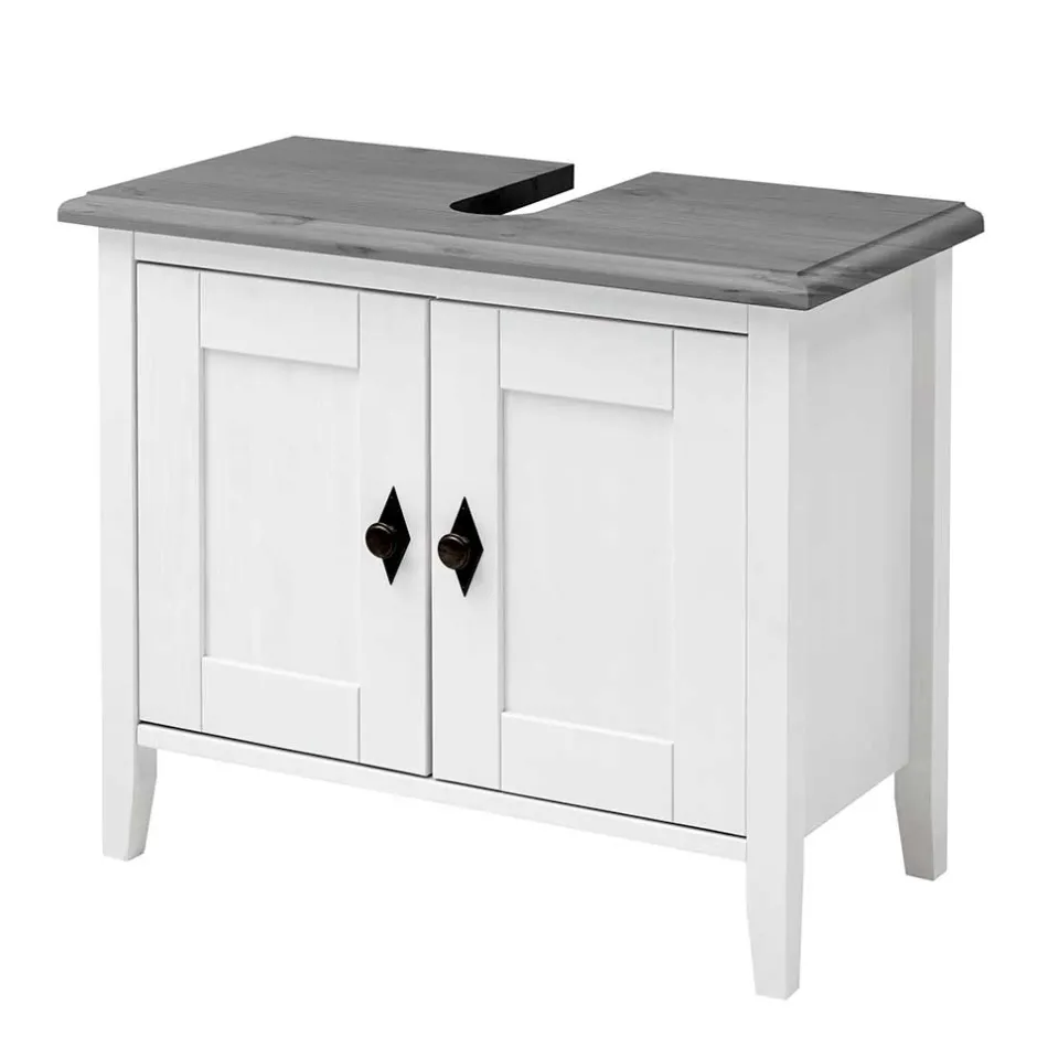 Landhaus Waschtischunterschrank in Weiß & Grau - Mirandesca^Wohnen Best