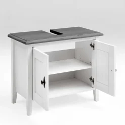 Landhaus Waschtischunterschrank in Weiß & Grau - Mirandesca^Wohnen Best