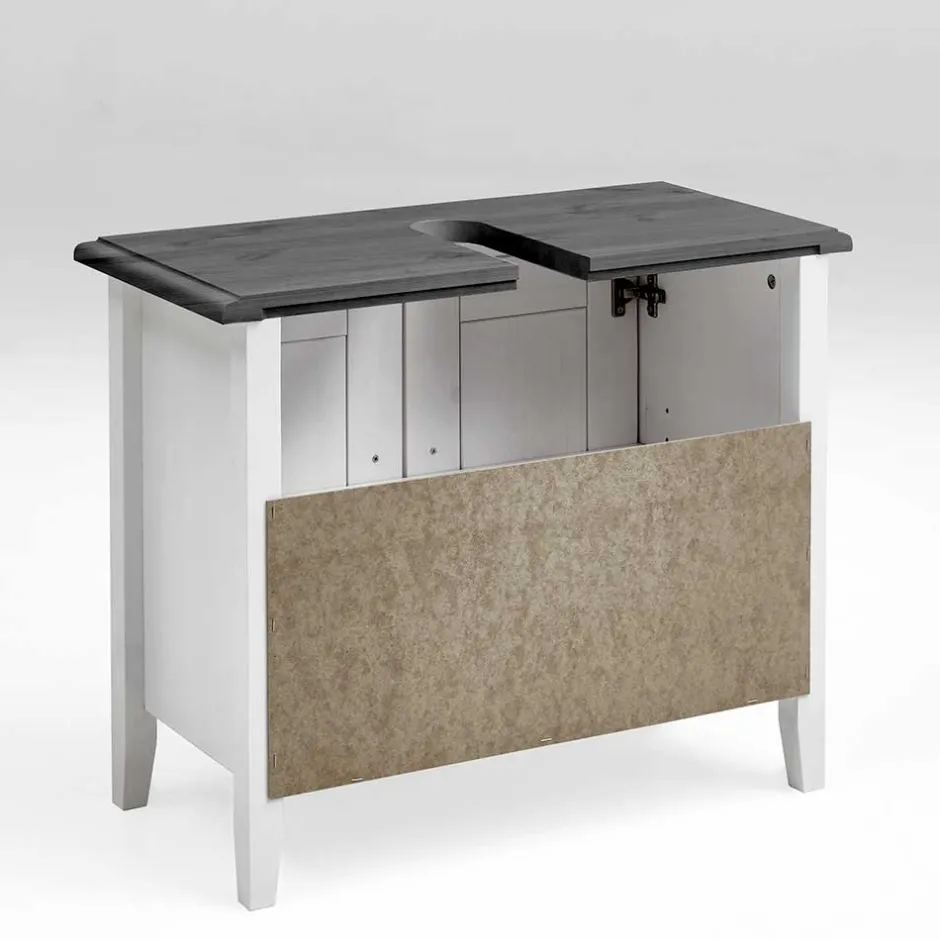 Landhaus Waschtischunterschrank in Weiß & Grau - Mirandesca^Wohnen Best