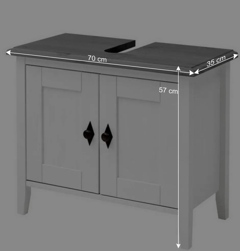 Landhaus Waschtischunterschrank in Weiß & Grau - Mirandesca^Wohnen Best