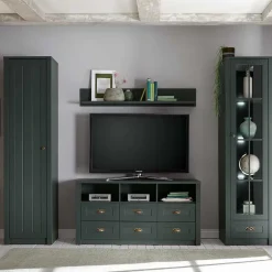 Landhaus Wohnwand in Dunkelgrün - Niestov (vierteilig)^Wohnen Best