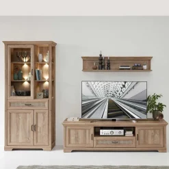 Wohnen Landhaus Wohnwandmöbel in Eiche NB - Barack (dreiteilig)