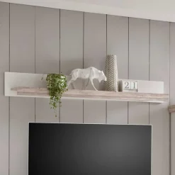 Wohnen Landhaus Wohnzimmer Möbel Set Nedita in Weiß & Pinie (vierteilig)