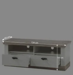 Wohnen Landhaus Wohnzimmer Möbel Set Nedita in Weiß & Pinie (vierteilig)