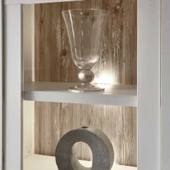 Wohnen Landhaus Wohnzimmer Möbel Set Nedita in Weiß & Pinie (vierteilig)