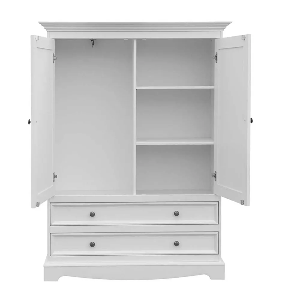 Wohnen Landhaus Wäscheschrank in Weiß lackiert - Indico