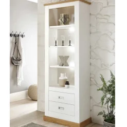 Landhausregal in Weiß & Dekor Wildeiche - Helkaska^Wohnen Discount