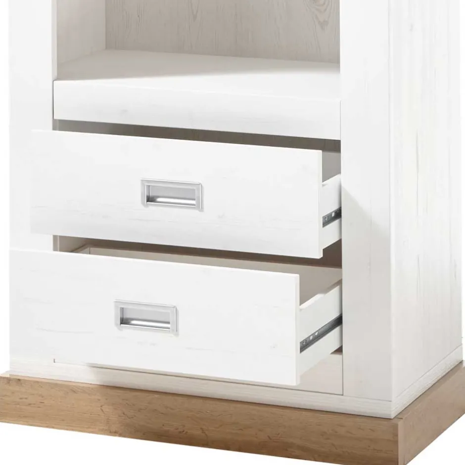 Landhausregal in Weiß & Dekor Wildeiche - Helkaska^Wohnen Discount