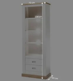 Landhausregal in Weiß & Dekor Wildeiche - Helkaska^Wohnen Discount