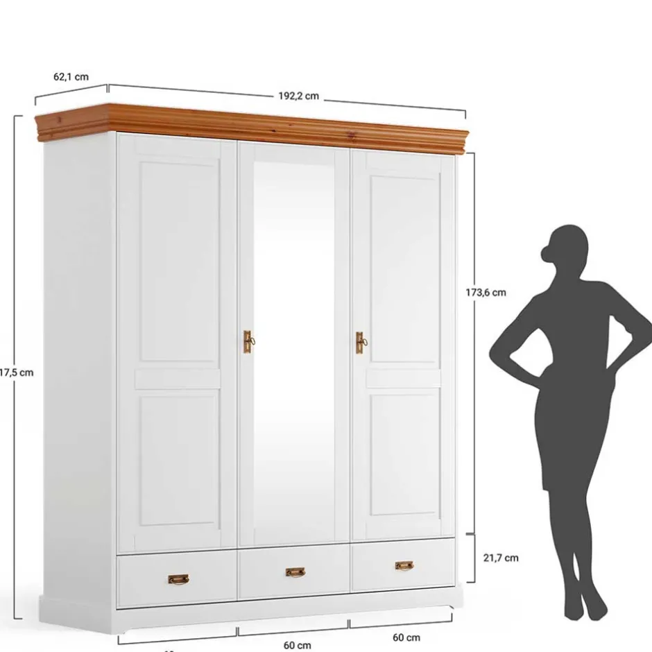 Landhausschrank in Weiß mit Kiefer - Varicano^Wohnen New