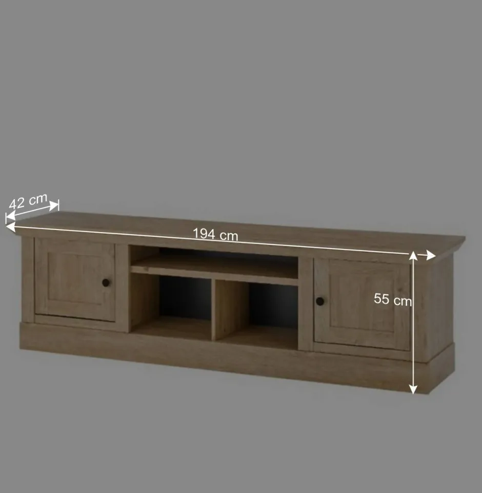 Wohnen Landhaus-TV-Lowboard in Eiche Gold - Hengas