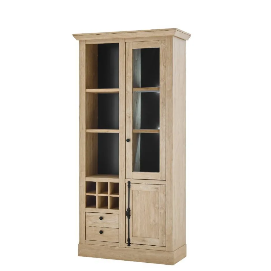 Wohnen Landhaus-Vitrinenschrank in Eiche Gold - Hengas