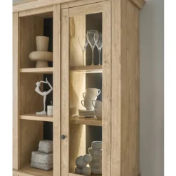 Wohnen Landhaus-Vitrinenschrank in Eiche Gold - Hengas