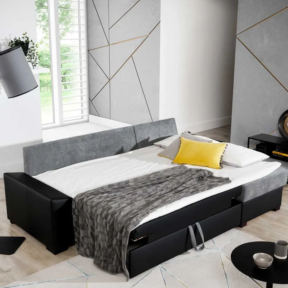 L-Design Bettsofa in Beige und Creme - Dongtana^Wohnen Outlet