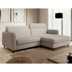 Wohnen L-Design Bettsofa in Taupe Stoffbezug - Gravanti