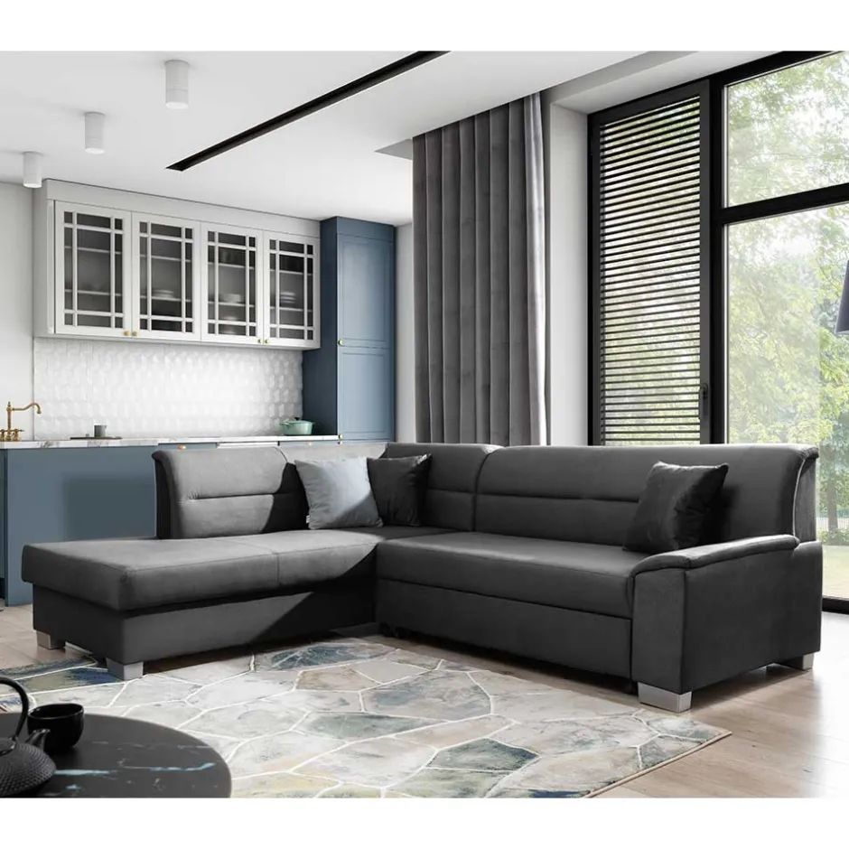 L-Design Funktionscouch in Dunkelgrau - Silecta^Wohnen Online